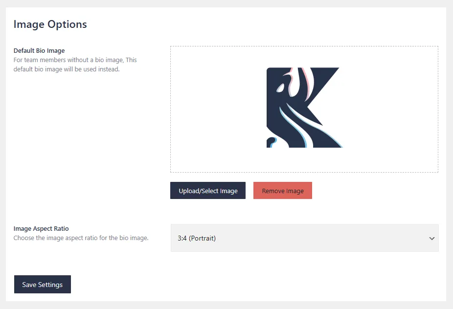 Kraken Teams landing page image options screen