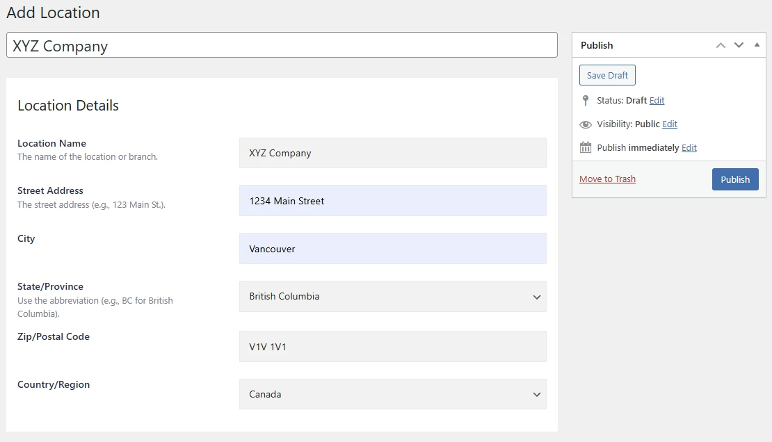 Team's Add Location screen with inputs for adding details
