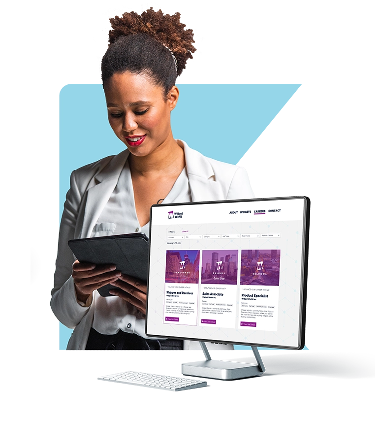 Woman holding a tablet