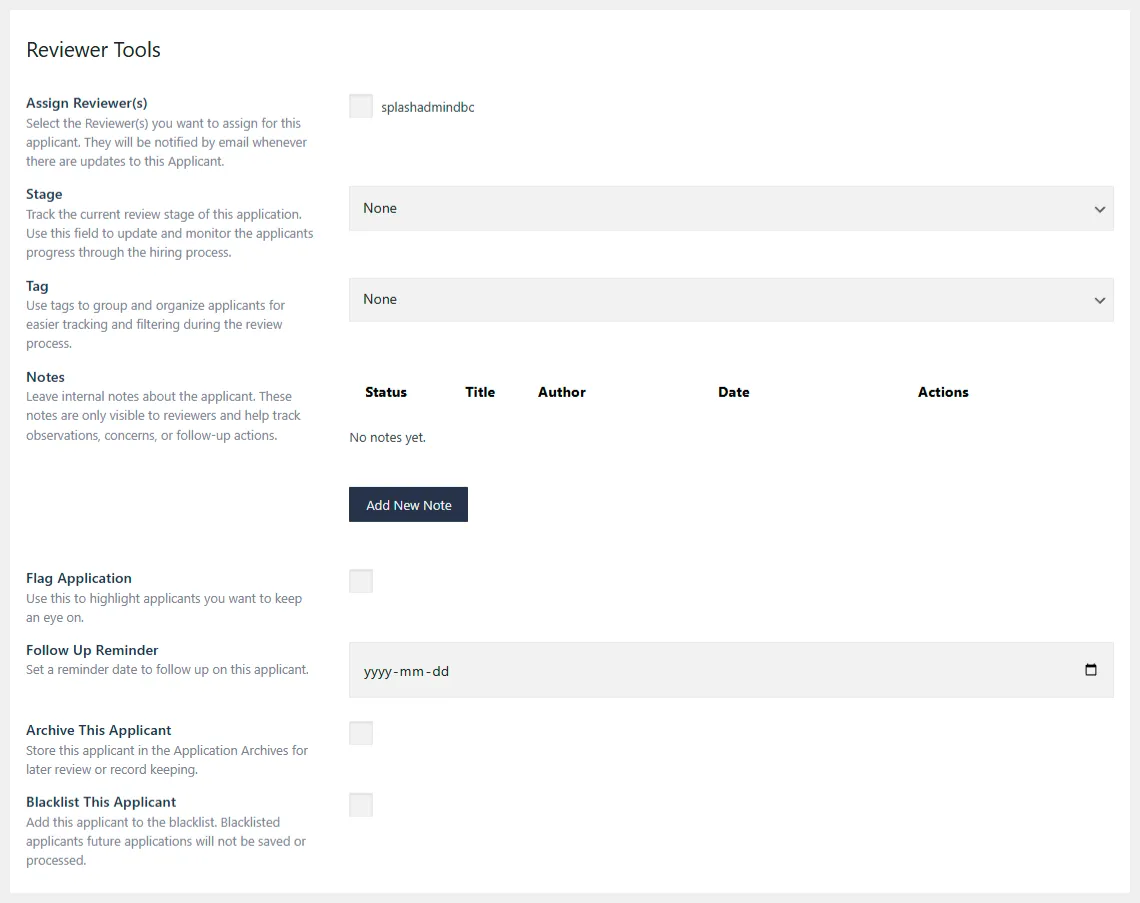 Careers reviewer tools