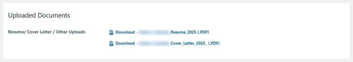 Careers uploaded documents