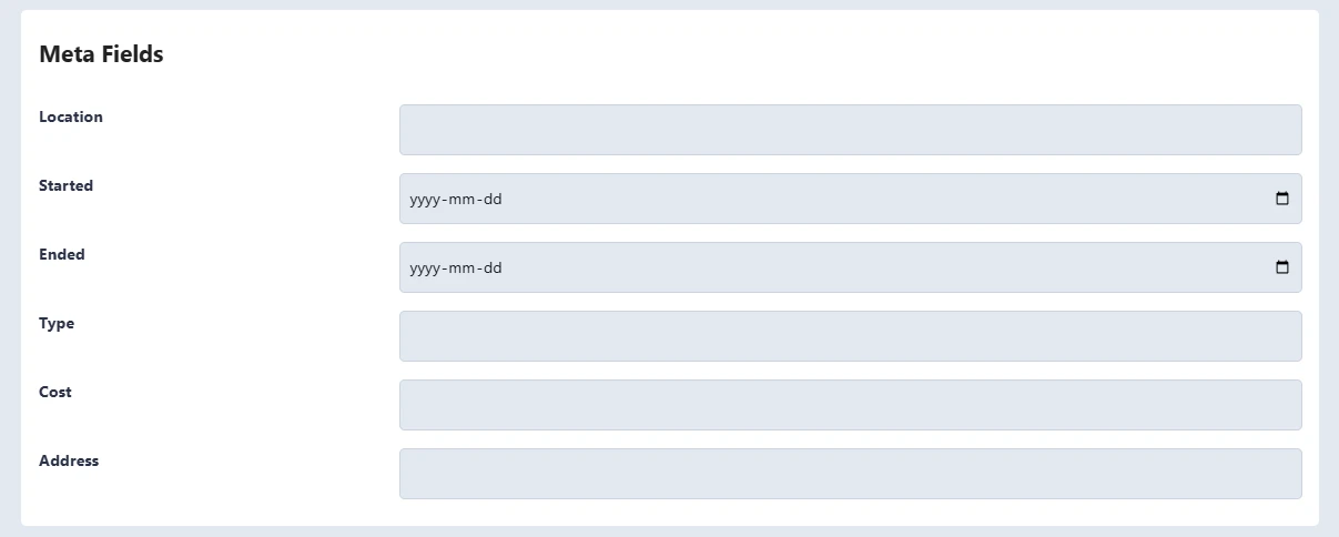 Project Meta Fields