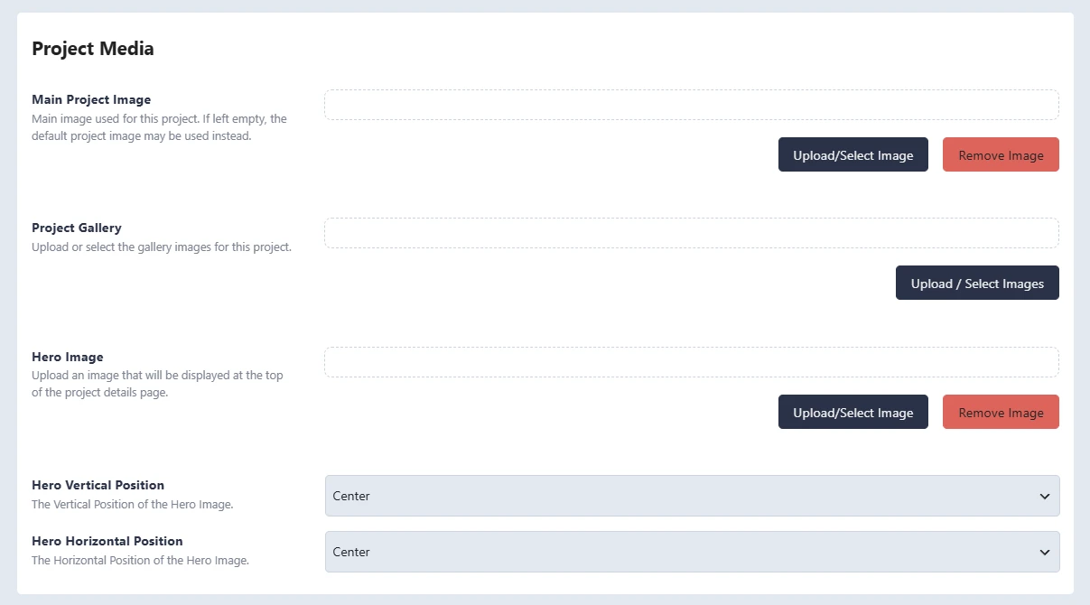 Project Media settings