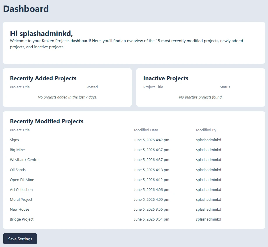 Projects Dashboard